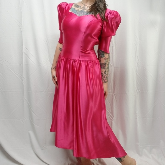 hot pink 80s dress